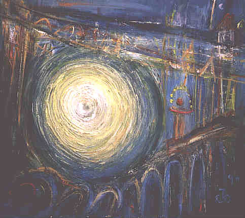 Lichtkugel mit Jongleur
